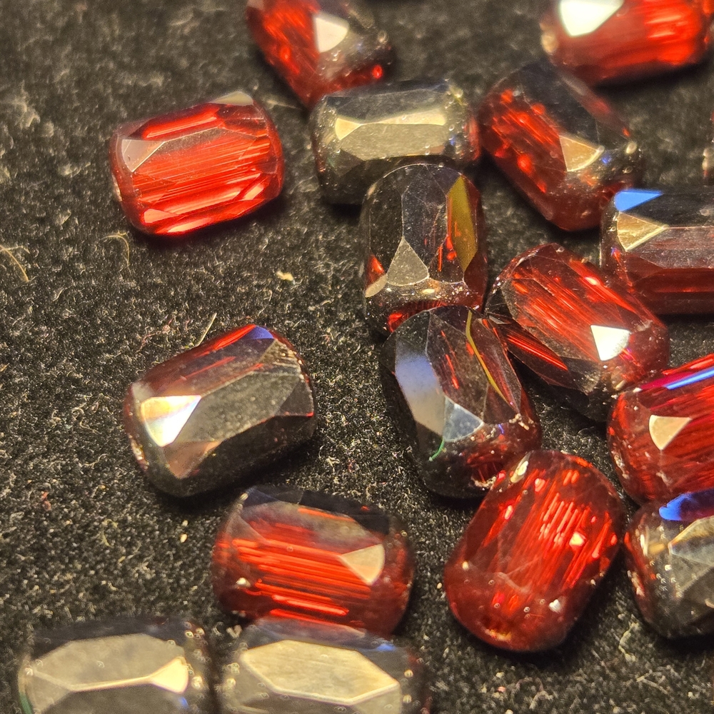 Red and Black Faceted Austrian Crystal Beads
